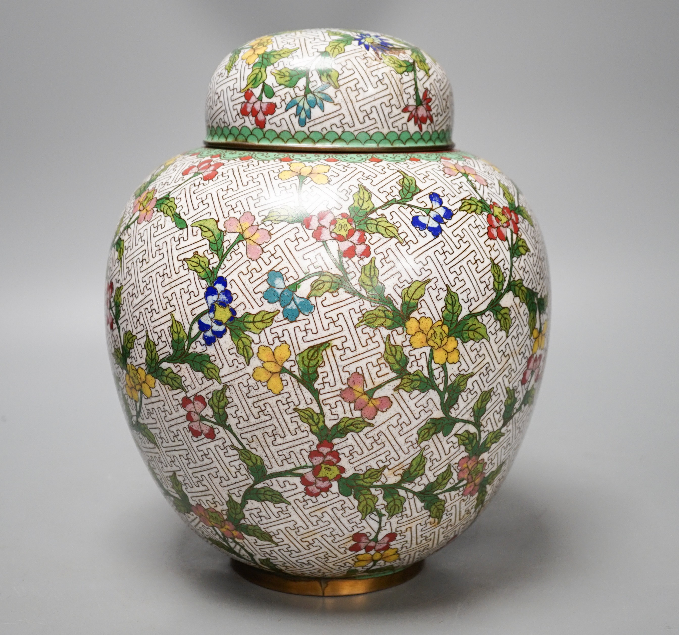 A Chinese cloisonne enamel jar and cover, early 20th century 25cm